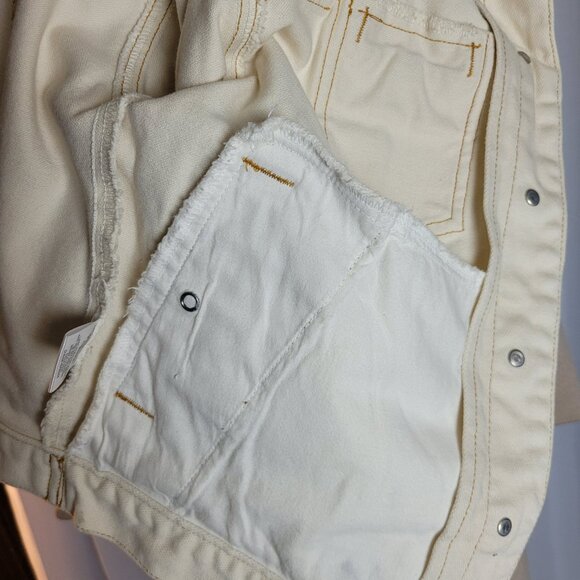 Women's Small Harley Davidson Off White Cream Denim Jacket - Picture 8 of 8